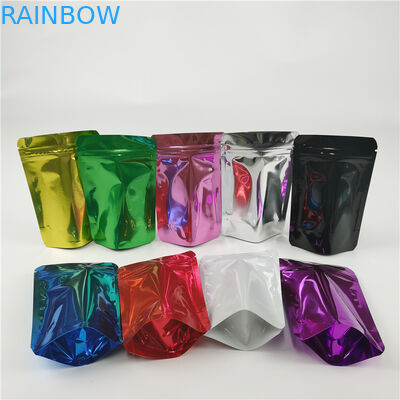 Smell Proof Resealable Transparent Holographic Mylar Zip Lock Bags For Candy Packaging