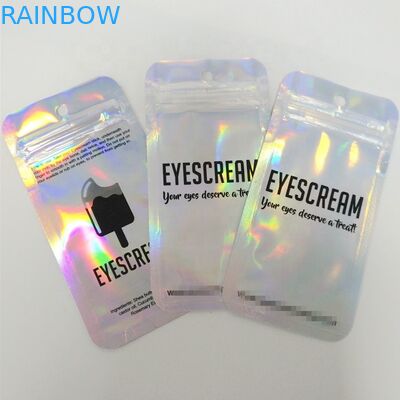 Transparent Plastic Holographic Bags Cosmetic Aluminum Foil Mylar Bags With Zipper Handle