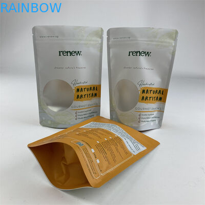 Biodegradable PLA Clear Window Stand Up Pouch 100g 250g 500g For Cashew Peanut Snack