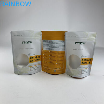 Biodegradable PLA Clear Window Stand Up Pouch 100g 250g 500g For Cashew Peanut Snack