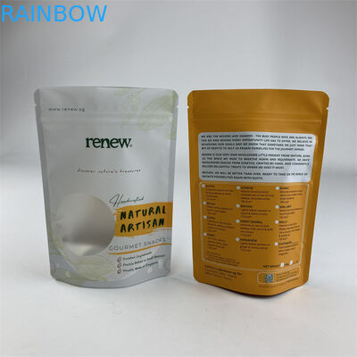 Biodegradable PLA Clear Window Stand Up Pouch 100g 250g 500g For Cashew Peanut Snack