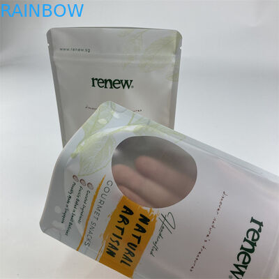 Biodegradable PLA Clear Window Stand Up Pouch 100g 250g 500g For Cashew Peanut Snack
