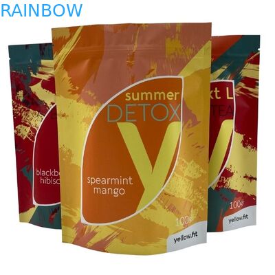 Moisture Proof Zipper Stand Up Pouch For Food Tea Coffee Packaging