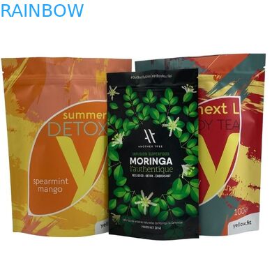 Moisture Proof Zipper Stand Up Pouch For Food Tea Coffee Packaging