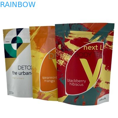 Moisture Proof Zipper Stand Up Pouch For Food Tea Coffee Packaging