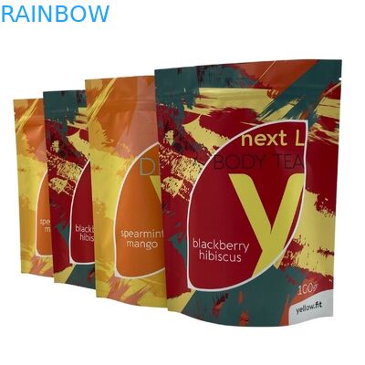 Moisture Proof Zipper Stand Up Pouch For Food Tea Coffee Packaging