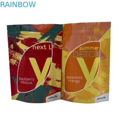 Moisture Proof Zipper Stand Up Pouch For Food Tea Coffee Packaging