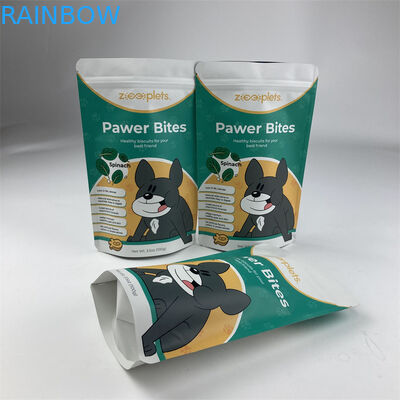 Recycled Customized Resealable Stand Up Pouches Pet Food Brown Kraft Paper Bags