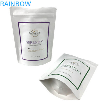 Coffee Tea Packaging White Frosted Ziplock Bag Smell Proof With Your Logo