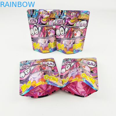 Aluminum Glossy Holographic Cookies Packaging Bags 3.5g 7g Stand Up Pouches