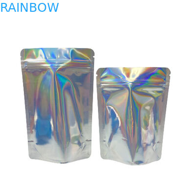 Aluminum Glossy Holographic Cookies Packaging Bags 3.5g 7g Stand Up Pouches