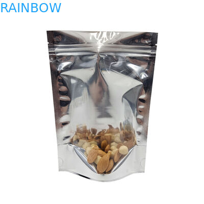 CMYK Aluminum Foil Packaging Mylar Doypac Clear Window Front Silver Back Stand Up Resealable