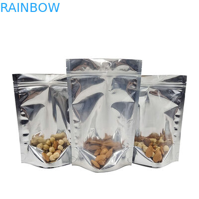 CMYK Aluminum Foil Packaging Mylar Doypac Clear Window Front Silver Back Stand Up Resealable