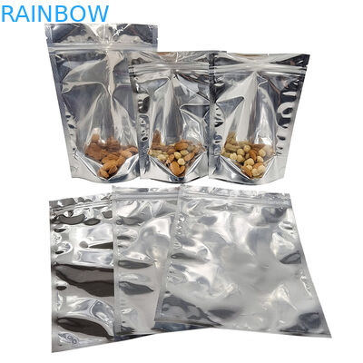 CMYK Aluminum Foil Packaging Mylar Doypac Clear Window Front Silver Back Stand Up Resealable