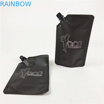 Squeeze Liquid Stand Up Spout Pouch Bag Black Matte Print Label Juice