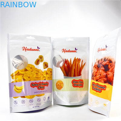 Custom Printed Resealed Mylar Bags For Banana Chips Snack Stand Up Zipper