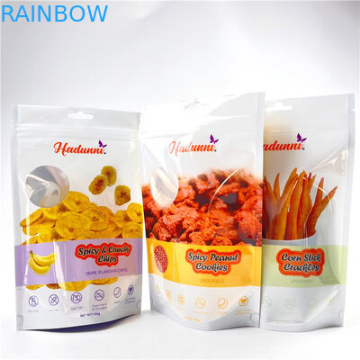 Custom Printed Resealed Mylar Bags For Banana Chips Snack Stand Up Zipper