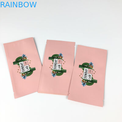Dried Flower Packaging Pink Heat Mylar Bag Printing Center Sealed Pouch Three Side