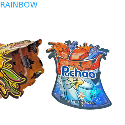 Custom Design 3.5g 7g 14g 28g Die Cut bags Ziplock Special Shaped Childproof Custom Shape Mylar Snack Bag Packaging