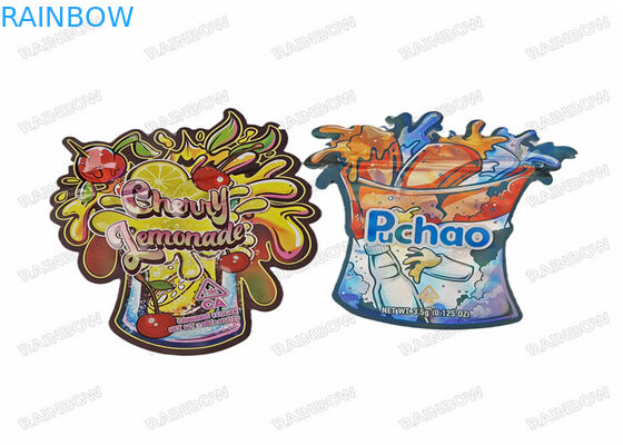 Special Shaped Soft Touch food packaging 3.5g Mylar Die Cut Irregular Pouches With Smell Proof