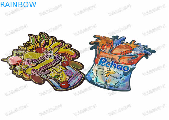 Custom Logo Die Cut Ziplock Bags Small 3.5g Food Grade Packaging Smell Proof Zipper