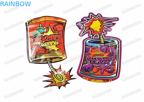 3.5g Food Grade Custom Mylar Die Cut Irregular Shape Childproof Mylar Packaging With Zipper