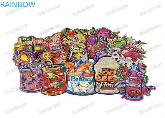 3.5g Food Grade Custom Mylar Die Cut Irregular Shape Childproof Mylar Packaging With Zipper