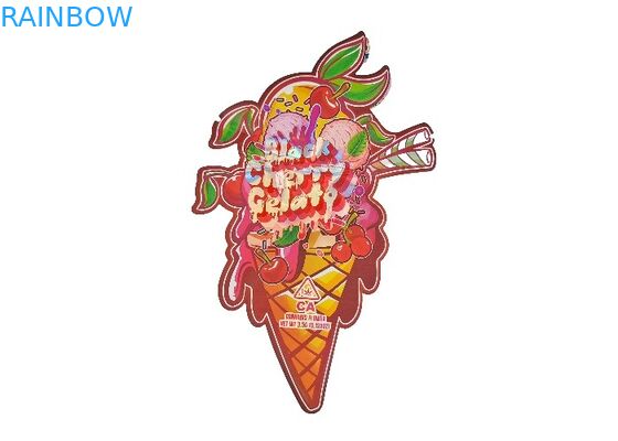 Plastic Childproof 3.5g Hologram Mylar Ziplock Bags Die Cut Irregular Special Shaped