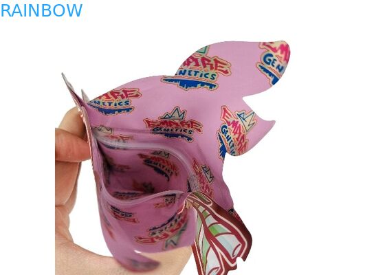 Plastic Childproof 3.5g Hologram Mylar Ziplock Bags Die Cut Irregular Special Shaped