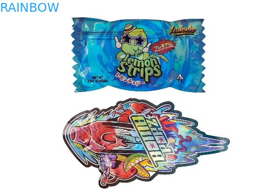 Plastic Die Cut Custom Mylar Bags Special Shaped Hologram Painting 3.5g