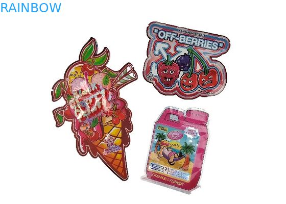 Plastic Die Cut Custom Mylar Bags Special Shaped Hologram Painting 3.5g