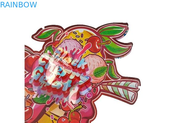 Plastic Die Cut Custom Mylar Bags Special Shaped Hologram Painting 3.5g