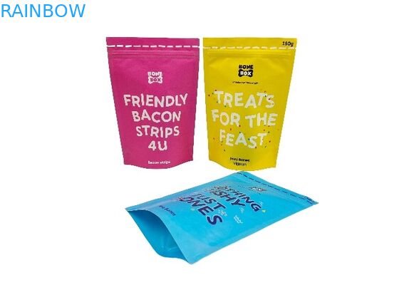 Biodegradable Kraft Paper Stand Up Pouches Custom Pet Food Packaging Bags