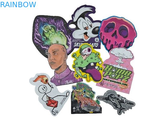 Custom 3.5g - 28g Shiny Hologram Die Cut Mylar Bags Special Shape For Food Power Cookie