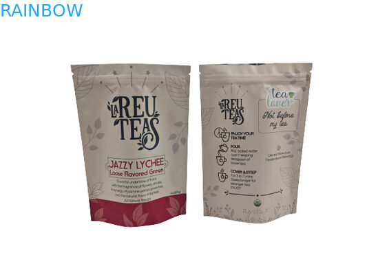 Digital Printing 4oz Loose Tea Smell Proof Plastic Bags Stand Up Matte Finished Pouch