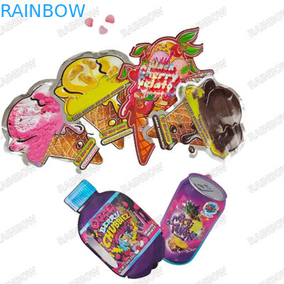 3.5g Custom Die Cut Bags Smell Proof Zipper Mylar bags Child Proof Zipper Bags for Cookies Gummies Packaging