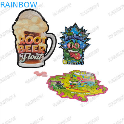 3.5g Custom Die Cut Bags Smell Proof Zipper Mylar bags Child Proof Zipper Bags for Cookies Gummies Packaging