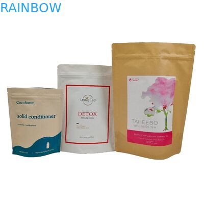 Biodegradable Doypack Recyclable Custom Stand Up Pouch With Zip Lock Kraft Paper Bags Edible Packaging Bags