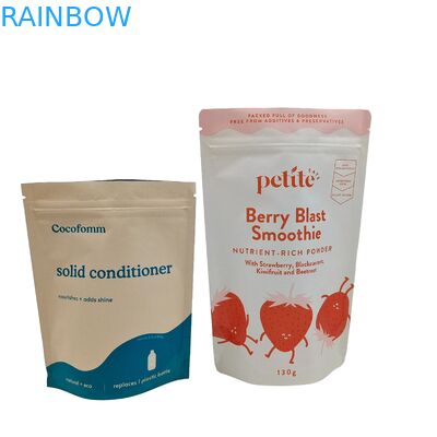Wholesale Resealable Kraft Paper Bag Custom Design 100% Biodegradable Stand Up Pouches Doypack With Zip Lock Bags