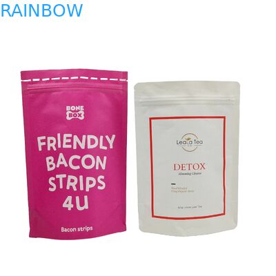 Reusable Biodegradable Custom Printed Logo Doypack Zip Lock Kraft Paper Stand Up Pouches For Food Plastic Packaging