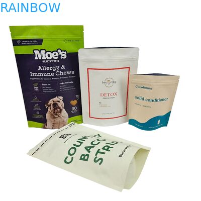 Reusable Biodegradable Custom Printed Logo Doypack Zip Lock Kraft Paper Stand Up Pouches For Food Plastic Packaging
