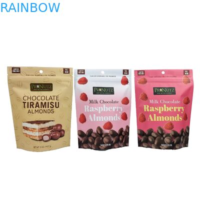 Customized Wholesale Logo Printed Food Grade Chocolate Packaging Snack Zipper Stand Up Plastic Bag