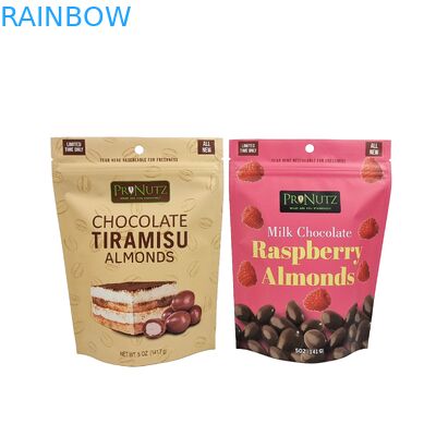 Matt Custom Logo Printed Stand Up Pouch Aluminum Foil Chocolate Food Packaging Stand Up Zipper Bag