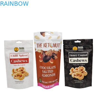 Custom Stand Up Zipper Cashew Nuts Chocolate Food Pouch Aluminum Foil Zip Lock Packaging Bag