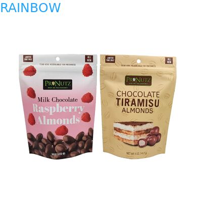 Custom Stand Up Zipper Cashew Nuts Chocolate Food Pouch Aluminum Foil Zip Lock Packaging Bag