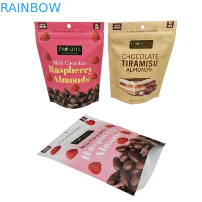 Custom Stand Up Zipper Cashew Nuts Chocolate Food Pouch Aluminum Foil Zip Lock Packaging Bag