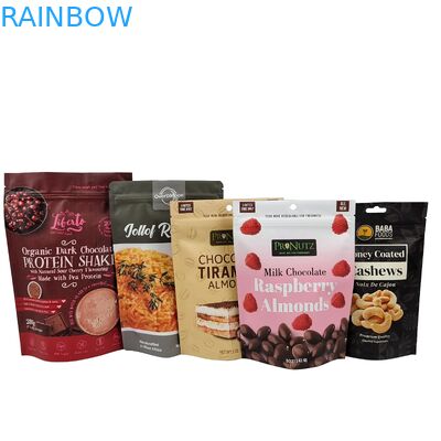 Custom Stand Up Zipper Cashew Nuts Chocolate Food Pouch Aluminum Foil Zip Lock Packaging Bag