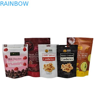Custom Stand Up Zipper Cashew Nuts Chocolate Food Pouch Aluminum Foil Zip Lock Packaging Bag