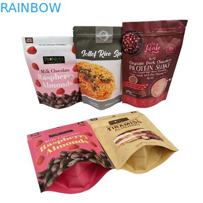 Custom Resealable Plastic Chocolate Bean Pouch Aluminum Foil Stand Up Pouch Snack Cashew Zipper Bag