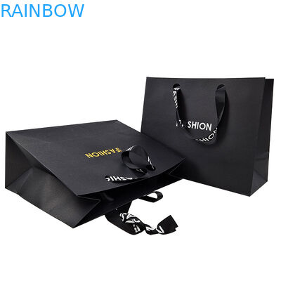 Customized Branded Logo Luxury Black Paper Apparel Packaging Gift Shopping Bag Paper Packaging